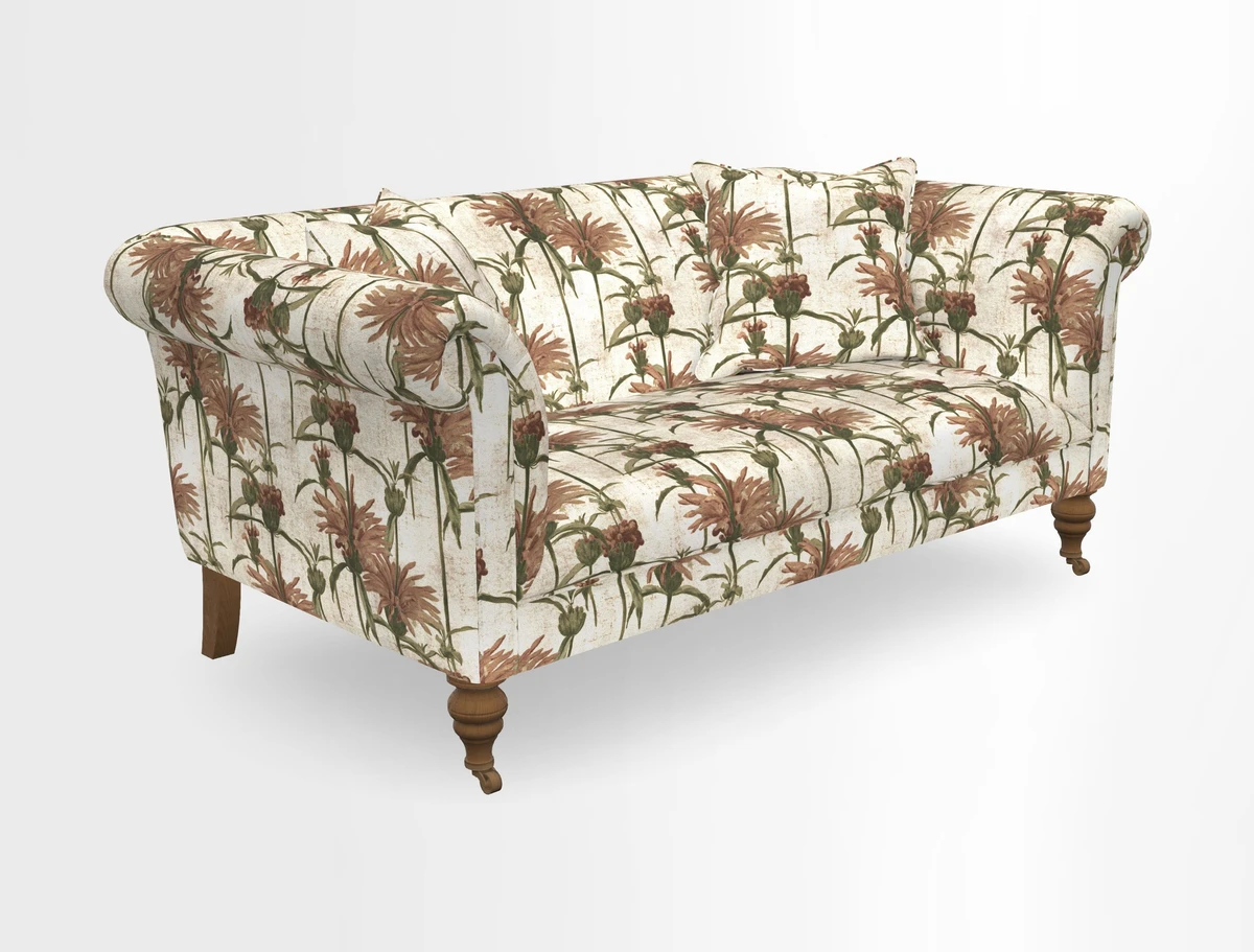 Masham 3 Seater Sofa in V&A Threads of India on Linen Paisley Splendour Steel