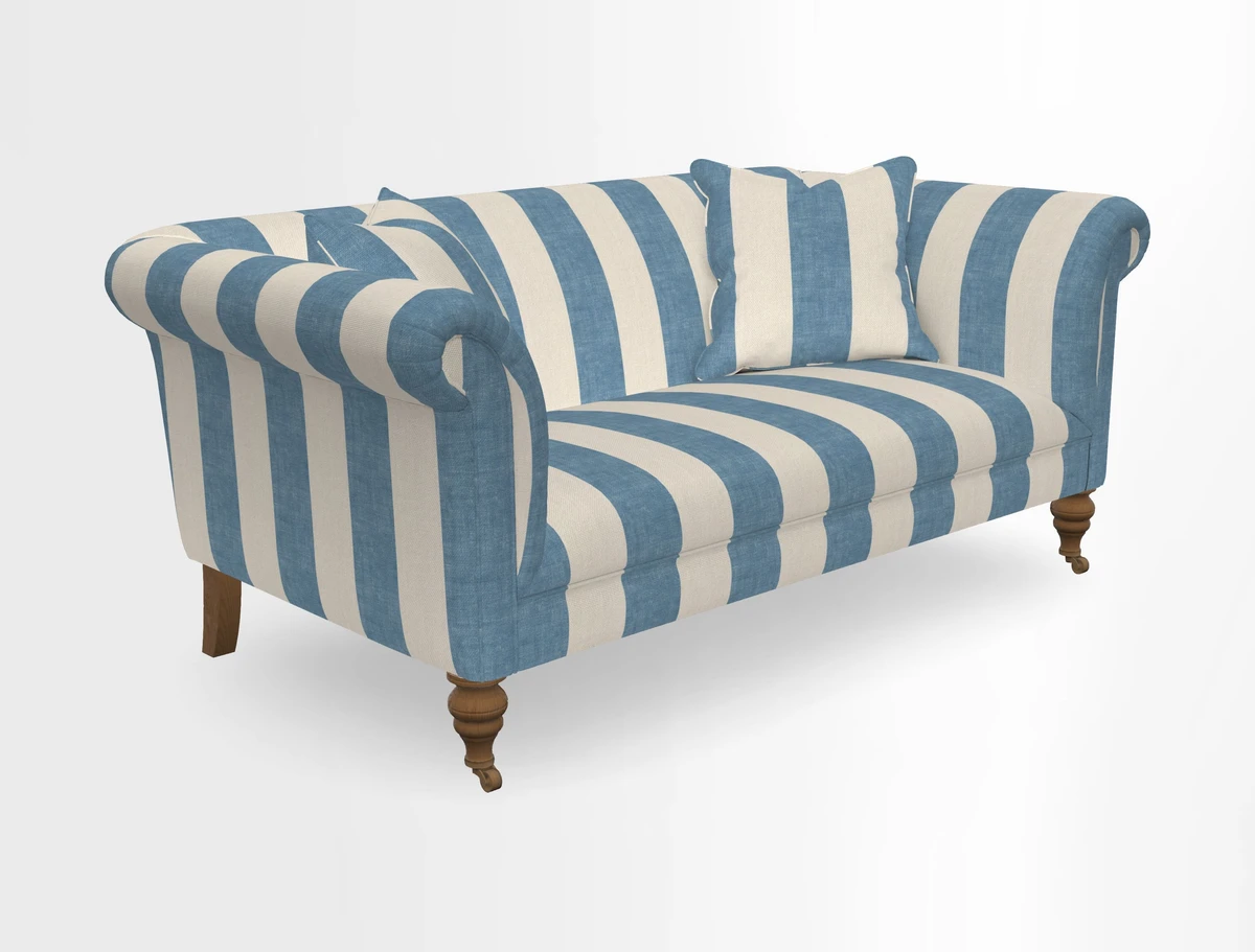 Masham 3 Seater Sofa in V&A Threads of India on Linen Paisley Splendour Steel