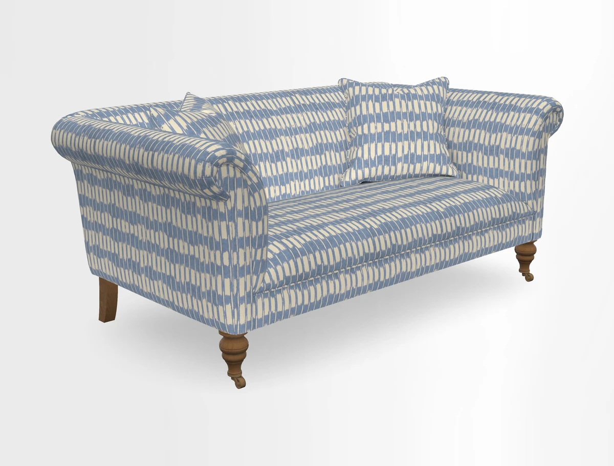 Masham 3 Seater Sofa in V&A Threads of India on Linen Paisley Splendour Steel