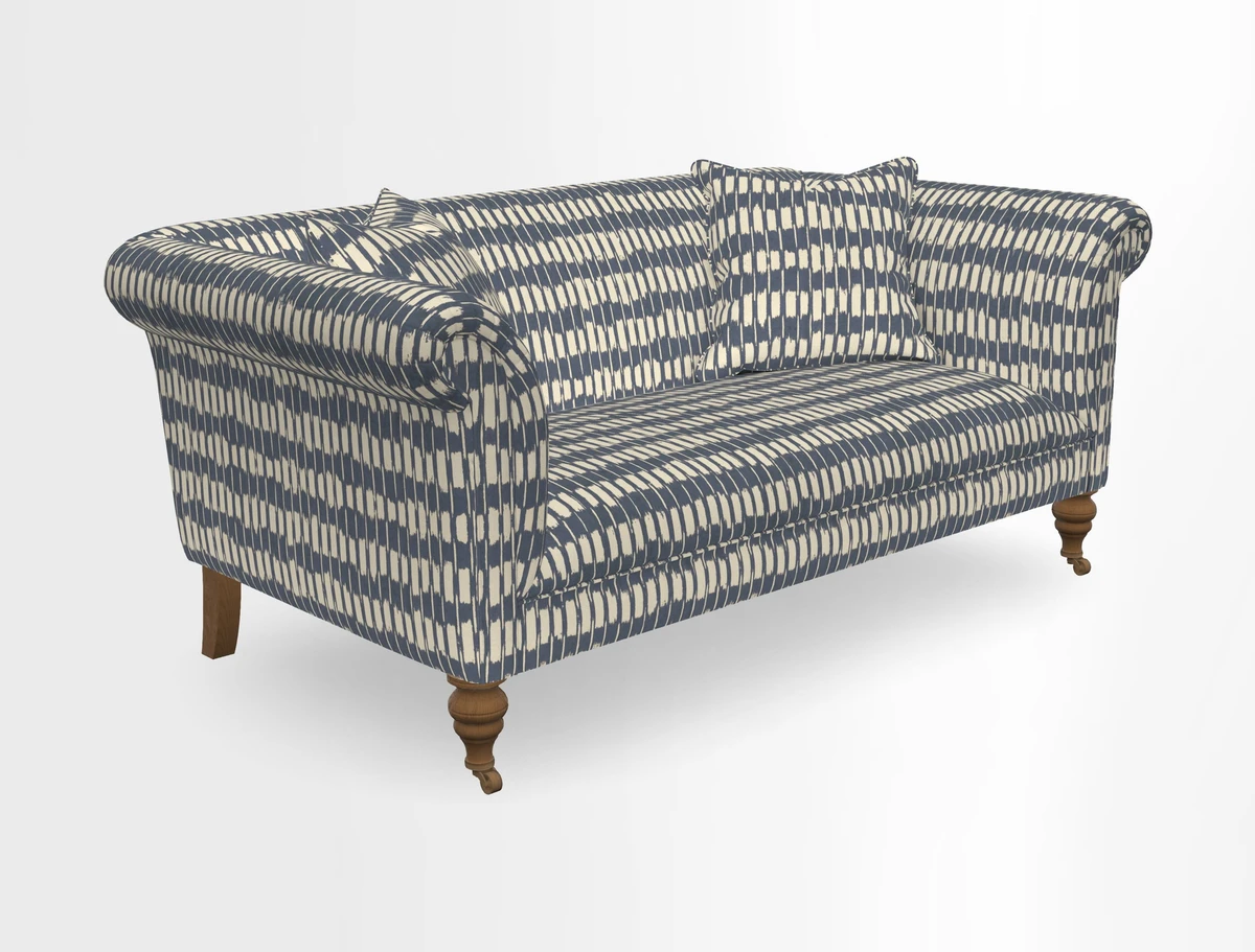 Masham 3 Seater Sofa in V&A Threads of India on Linen Paisley Splendour Steel