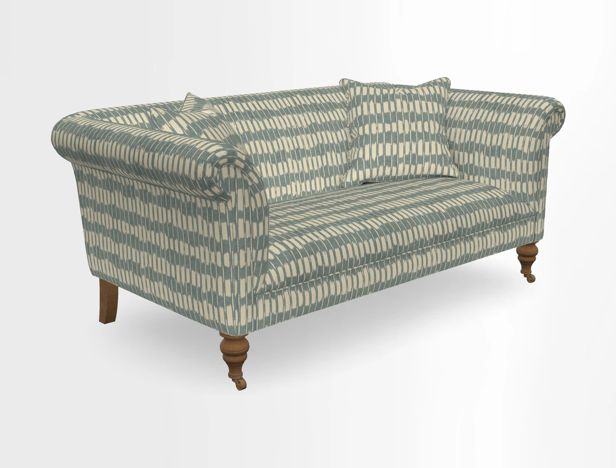 Masham 3 Seater Sofa in V&A Threads of India on Linen Paisley Splendour Steel