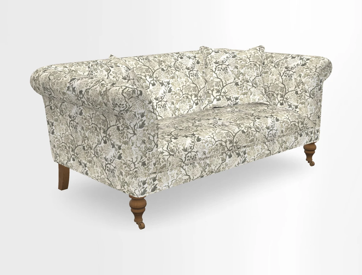 Masham 3 Seater Sofa in V&A Threads of India on Linen Paisley Splendour Steel