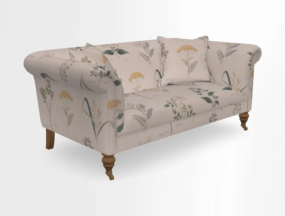Masham 3 Seater Sofa in V&A Threads of India on Linen Paisley Splendour Steel