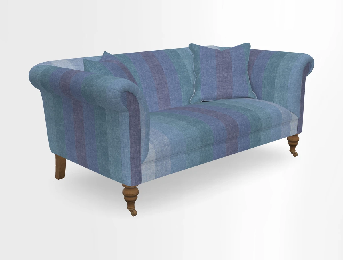 Masham 3 Seater Sofa in V&A Threads of India on Linen Paisley Splendour Steel