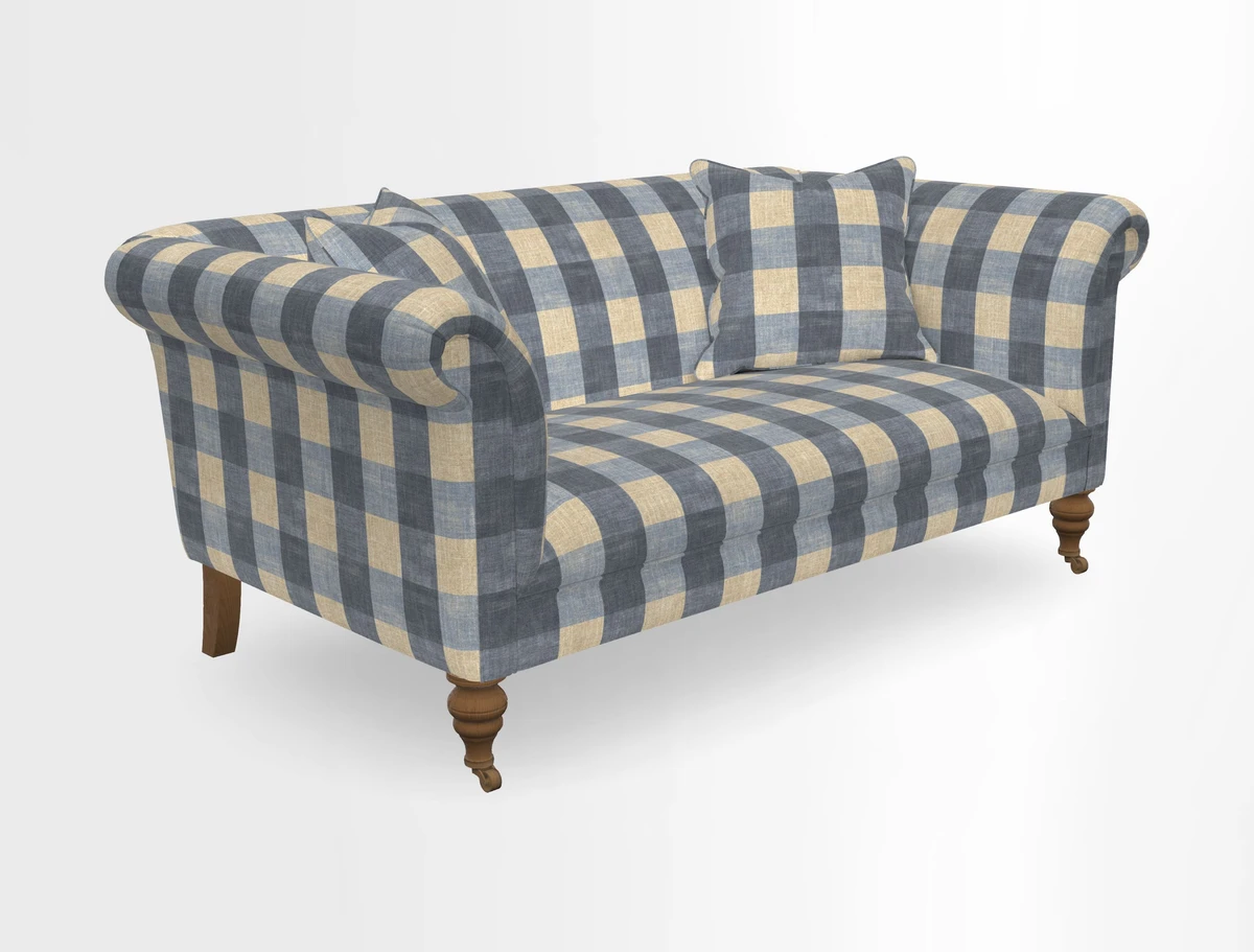 Masham 3 Seater Sofa in V&A Threads of India on Linen Paisley Splendour Steel