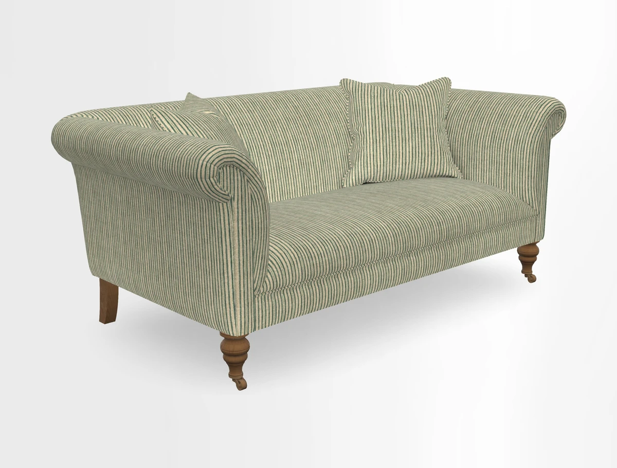 Masham 3 Seater Sofa in V&A Threads of India on Linen Paisley Splendour Steel