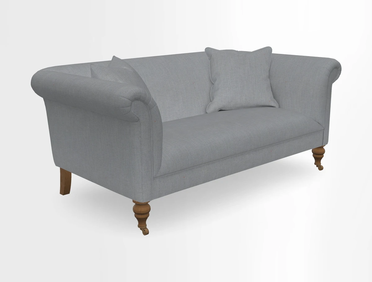 Masham 3 Seater Sofa in V&A Threads of India on Linen Paisley Splendour Steel
