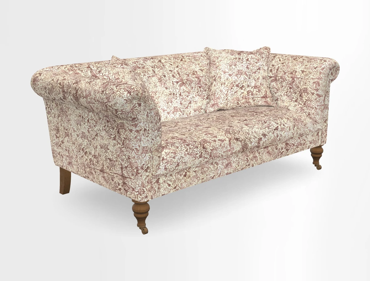 Masham 3 Seater Sofa in V&A Threads of India on Linen Paisley Splendour Steel