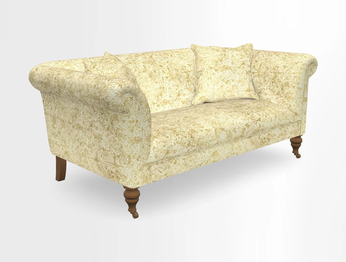 Masham 3 Seater Sofa in V&A Threads of India on Linen Paisley Splendour Steel