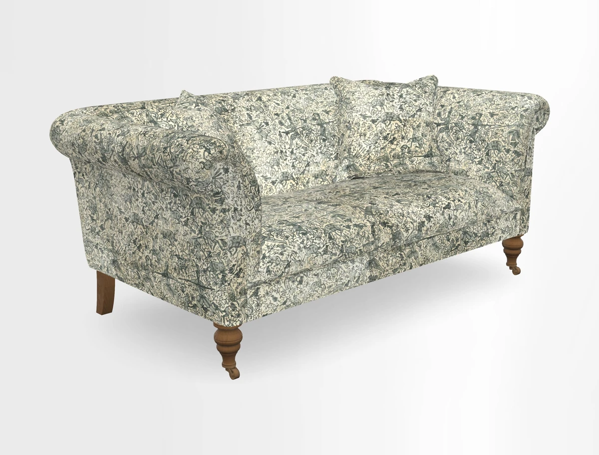 Masham 3 Seater Sofa in V&A Threads of India on Linen Paisley Splendour Steel