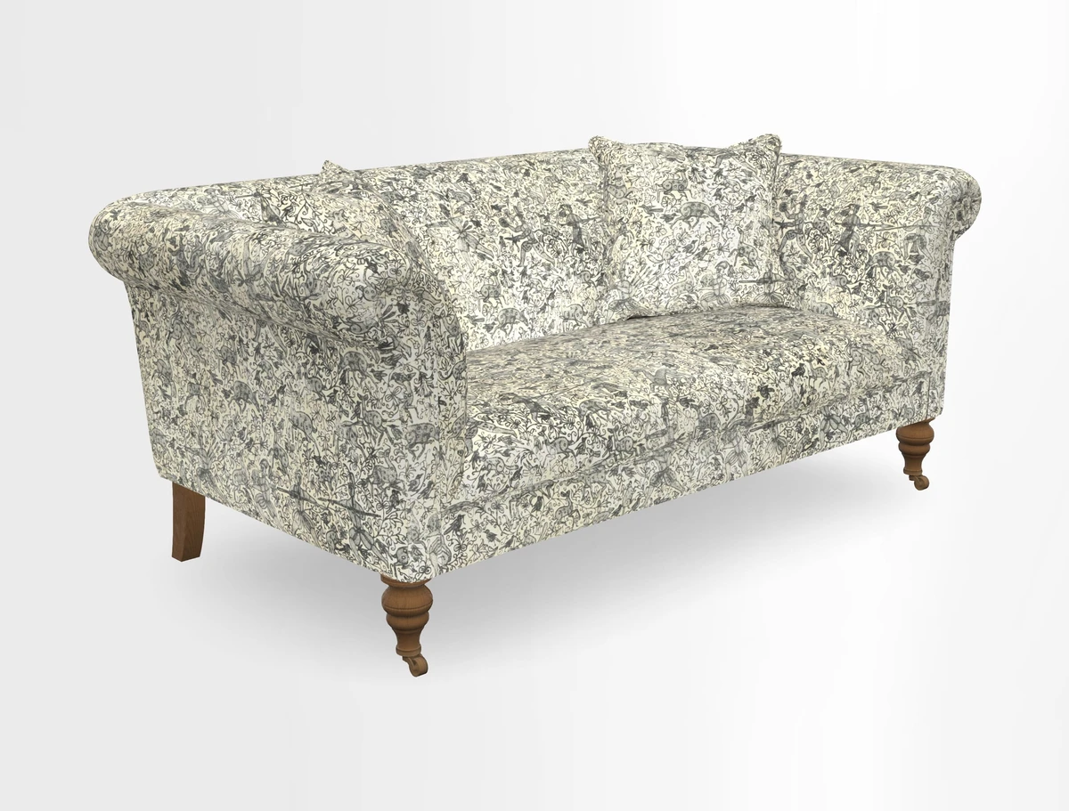 Masham 3 Seater Sofa in V&A Threads of India on Linen Paisley Splendour Steel