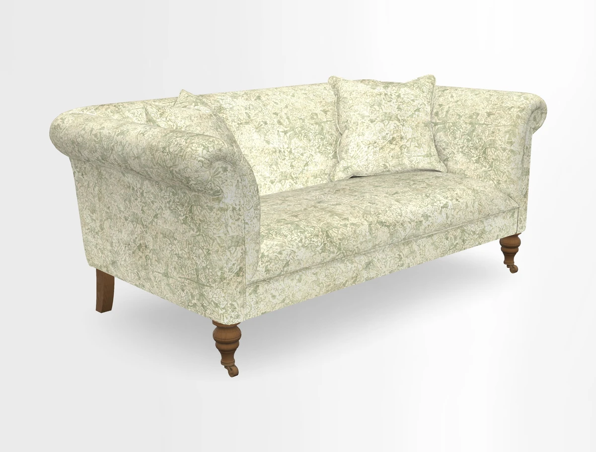 Masham 3 Seater Sofa in V&A Threads of India on Linen Paisley Splendour Steel