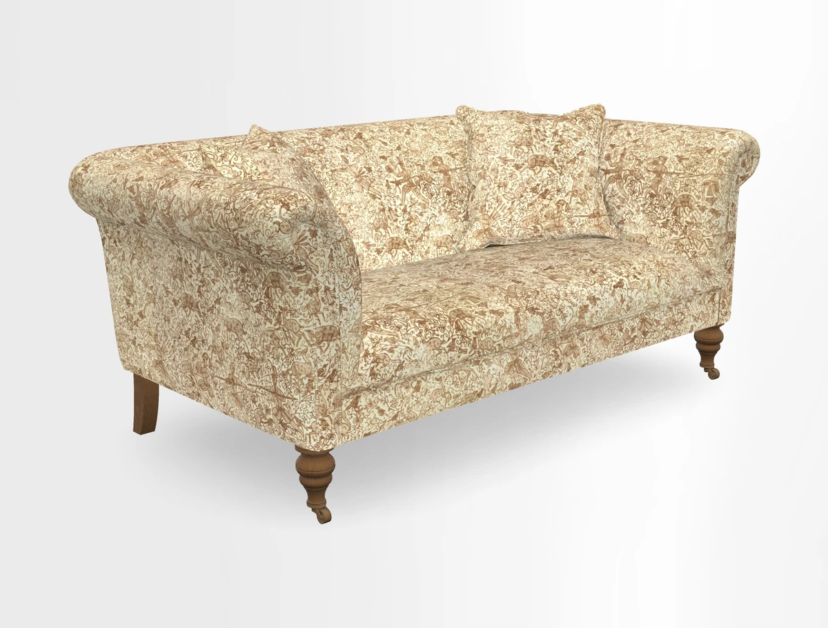Masham 3 Seater Sofa in V&A Threads of India on Linen Paisley Splendour Steel