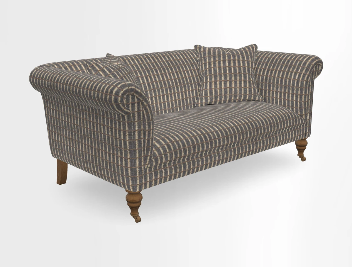 Masham 3 Seater Sofa in V&A Threads of India on Linen Paisley Splendour Steel