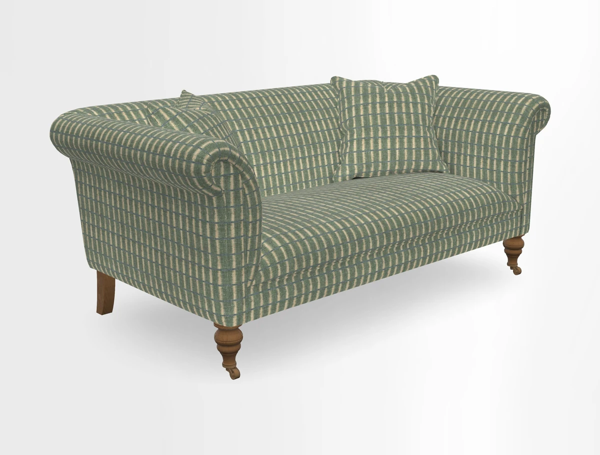 Masham 3 Seater Sofa in V&A Threads of India on Linen Paisley Splendour Steel