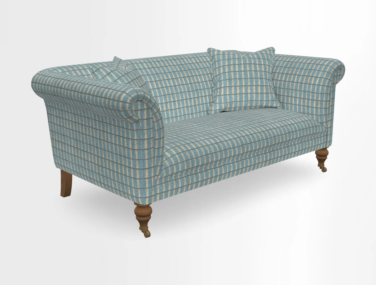 Masham 3 Seater Sofa in V&A Threads of India on Linen Paisley Splendour Steel
