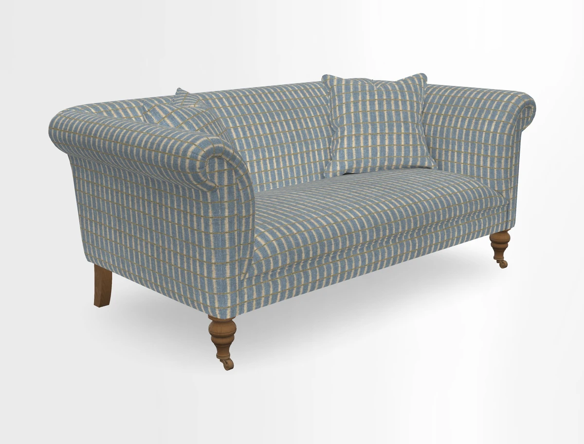 Masham 3 Seater Sofa in V&A Threads of India on Linen Paisley Splendour Steel