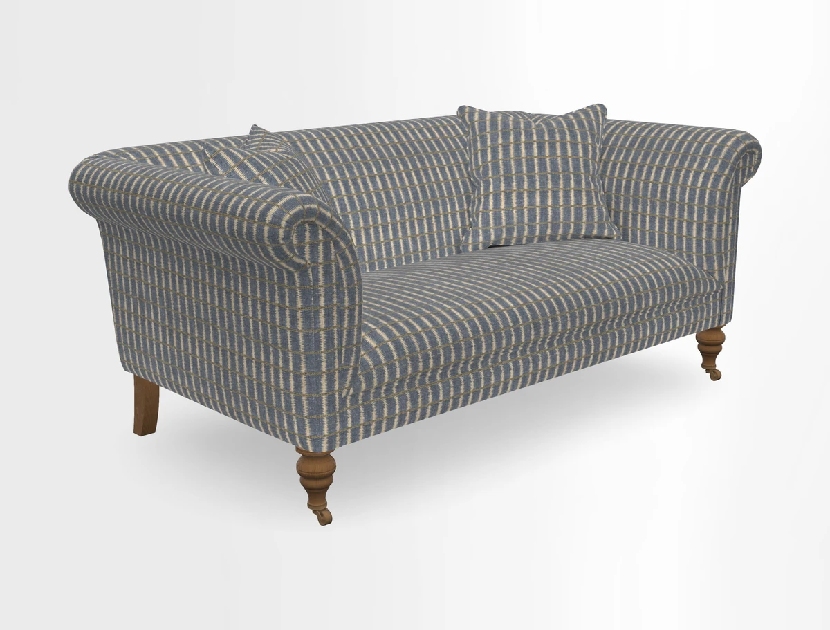 Masham 3 Seater Sofa in V&A Threads of India on Linen Paisley Splendour Steel