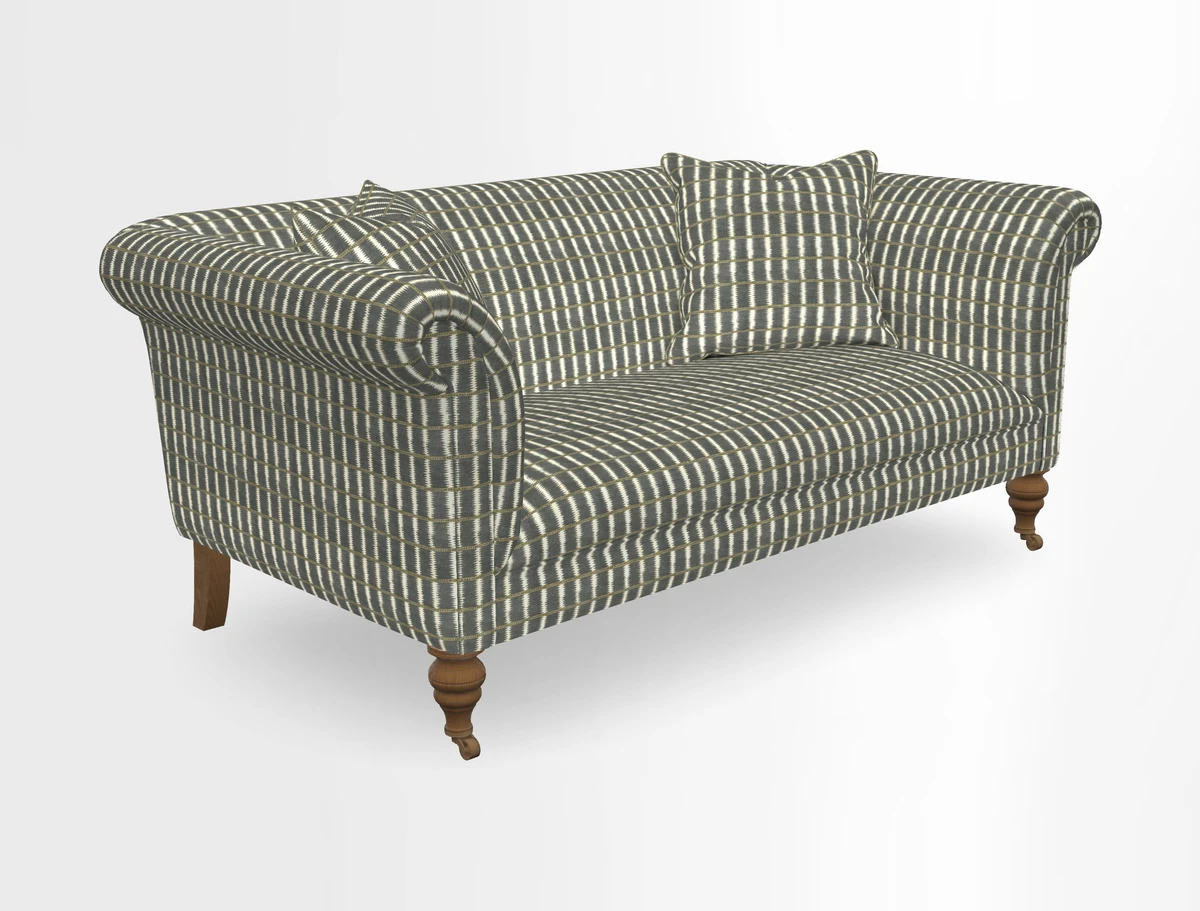 Masham 3 Seater Sofa in V&A Threads of India on Linen Paisley Splendour Steel
