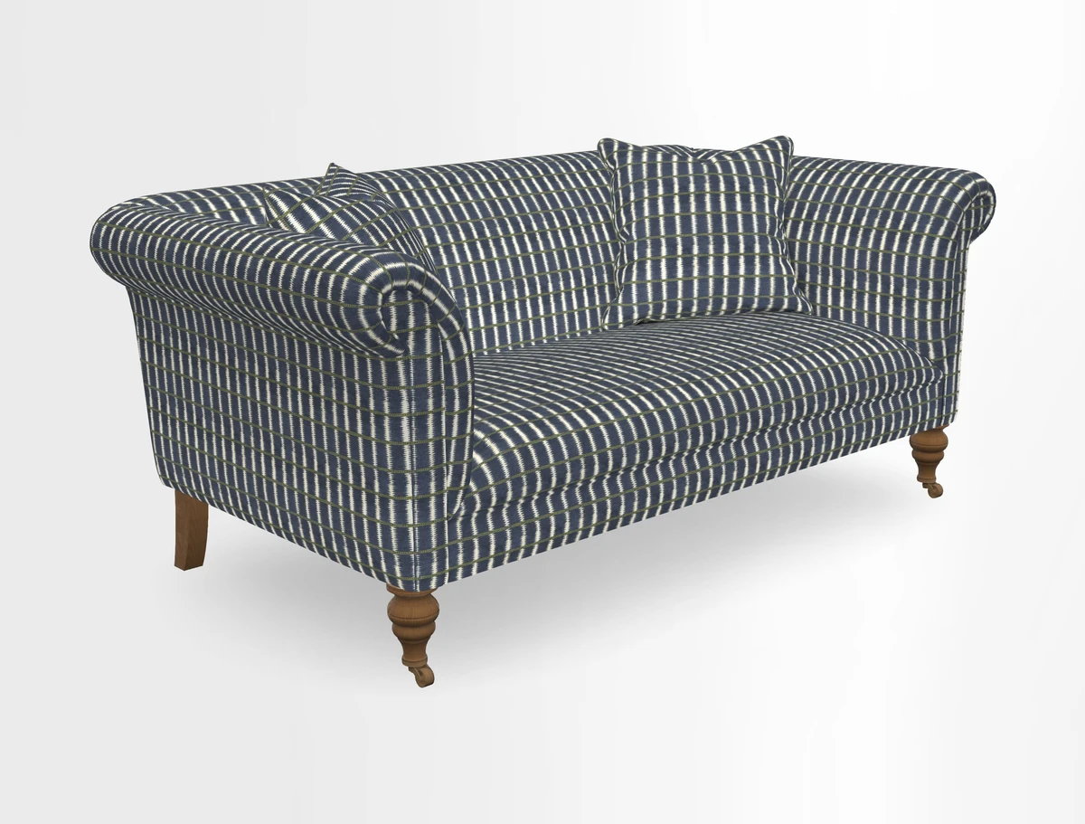 Masham 3 Seater Sofa in V&A Threads of India on Linen Paisley Splendour Steel