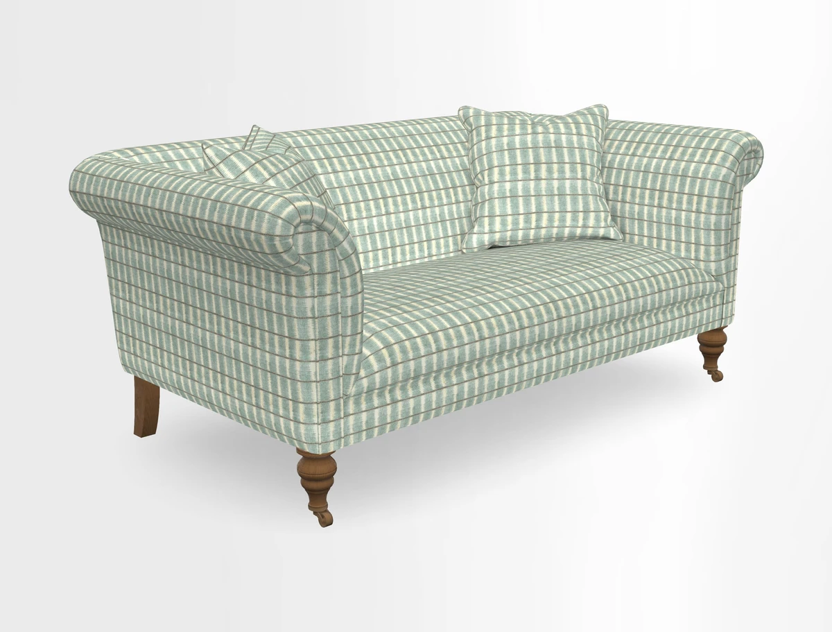 Masham 3 Seater Sofa in V&A Threads of India on Linen Paisley Splendour Steel