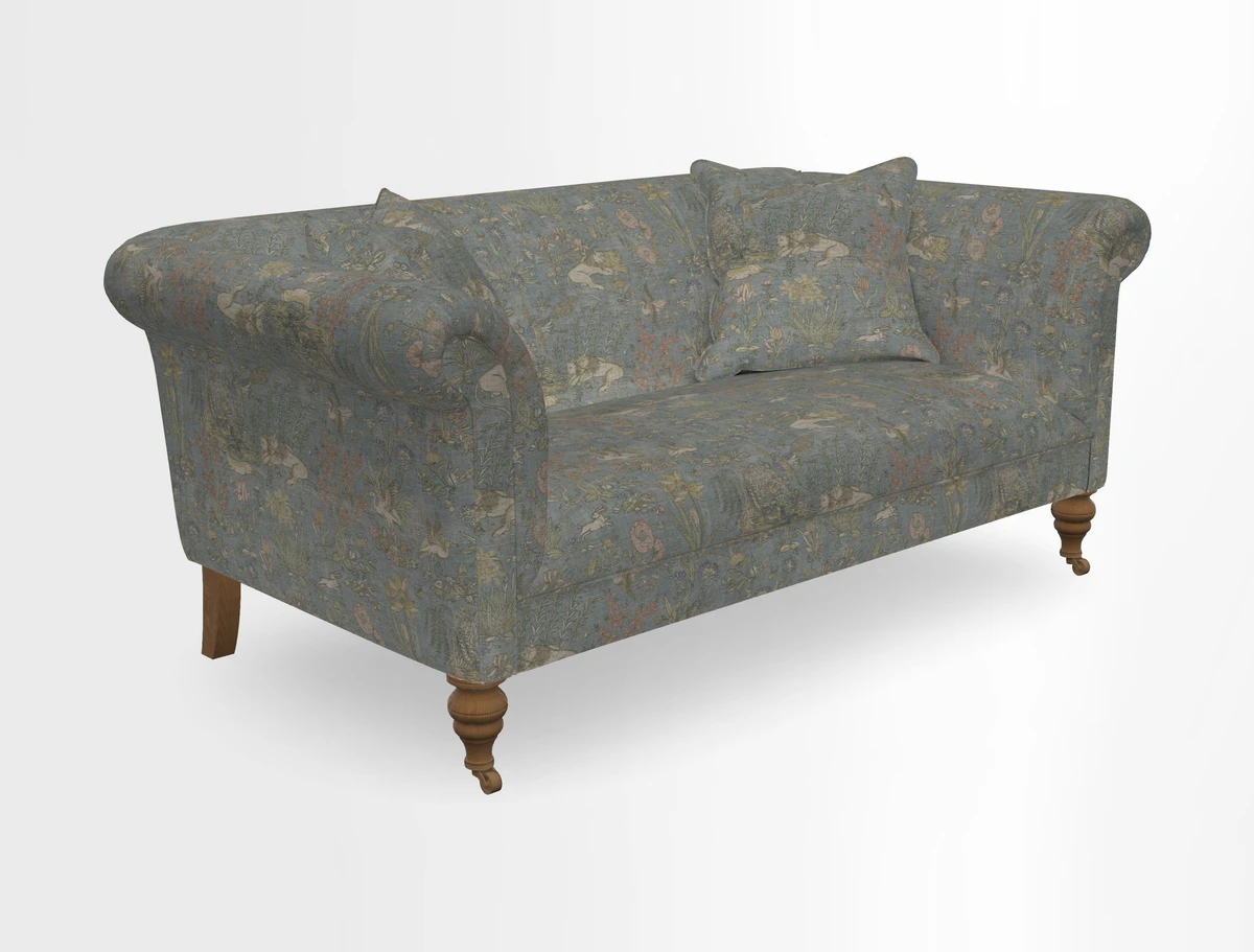 Masham 3 Seater Sofa in V&A Threads of India on Linen Paisley Splendour Steel
