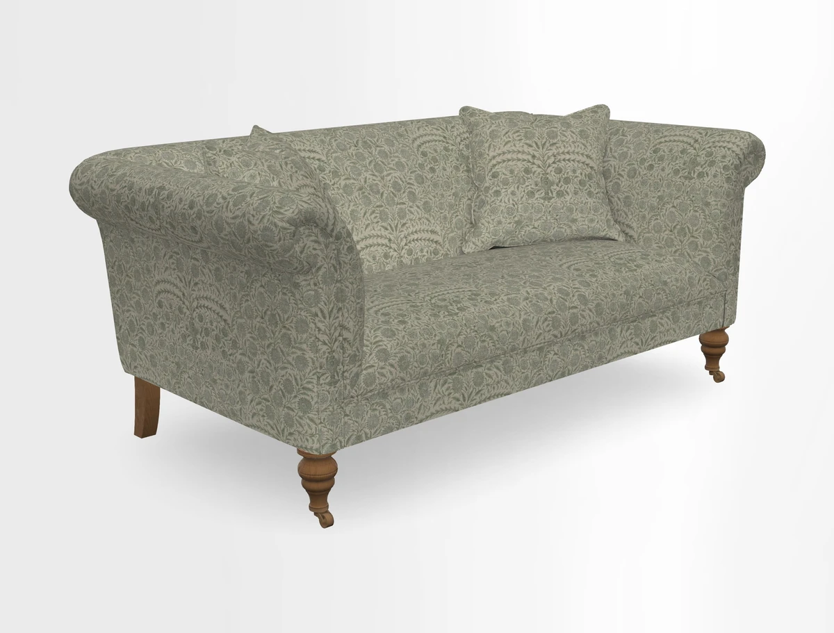 Masham 3 Seater Sofa in V&A Threads of India on Linen Paisley Splendour Steel