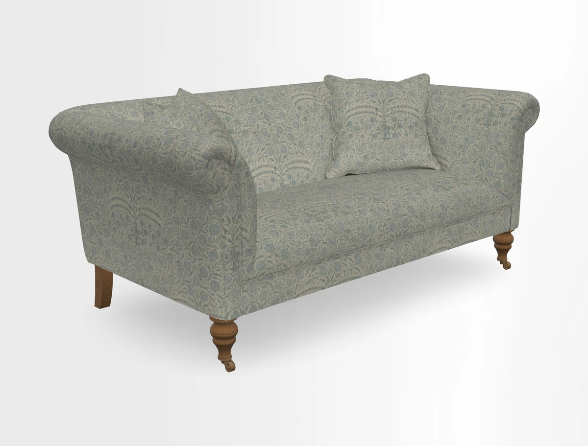 Masham 3 Seater Sofa in V&A Threads of India on Linen Paisley Splendour Steel