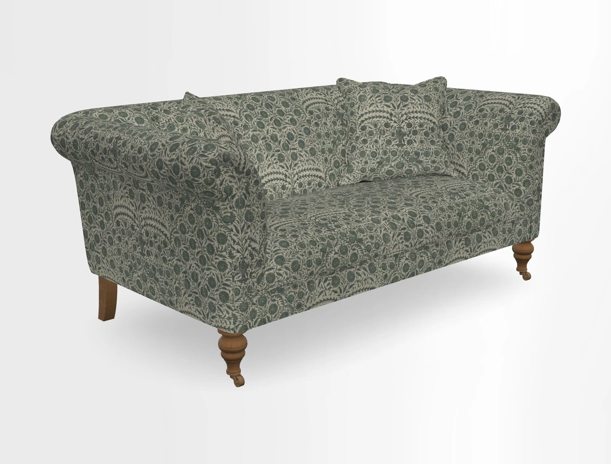 Masham 3 Seater Sofa in V&A Threads of India on Linen Paisley Splendour Steel