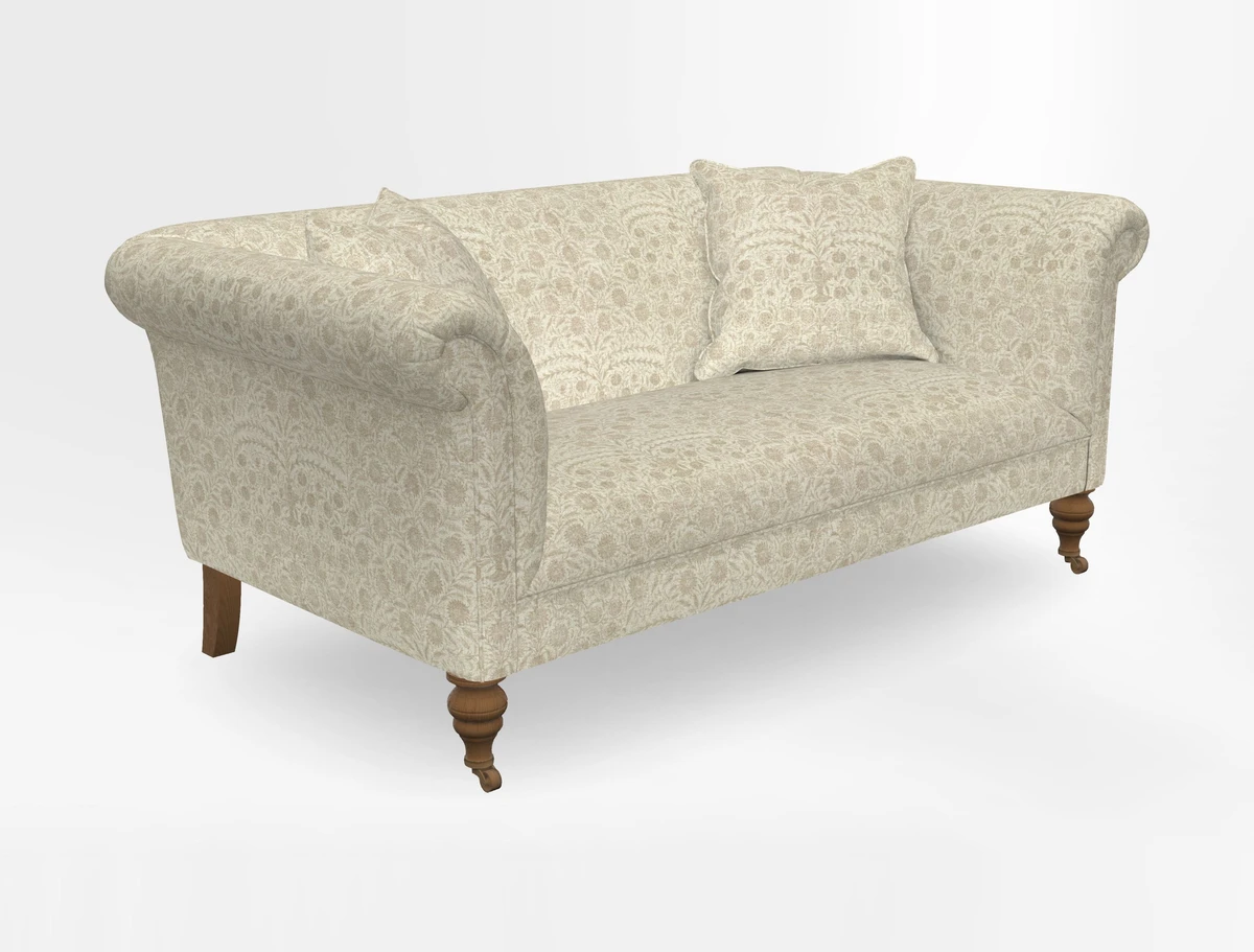 Masham 3 Seater Sofa in V&A Threads of India on Linen Paisley Splendour Steel