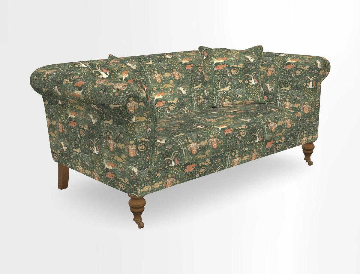 Masham 3 Seater Sofa in V&A Threads of India on Linen Paisley Splendour Steel