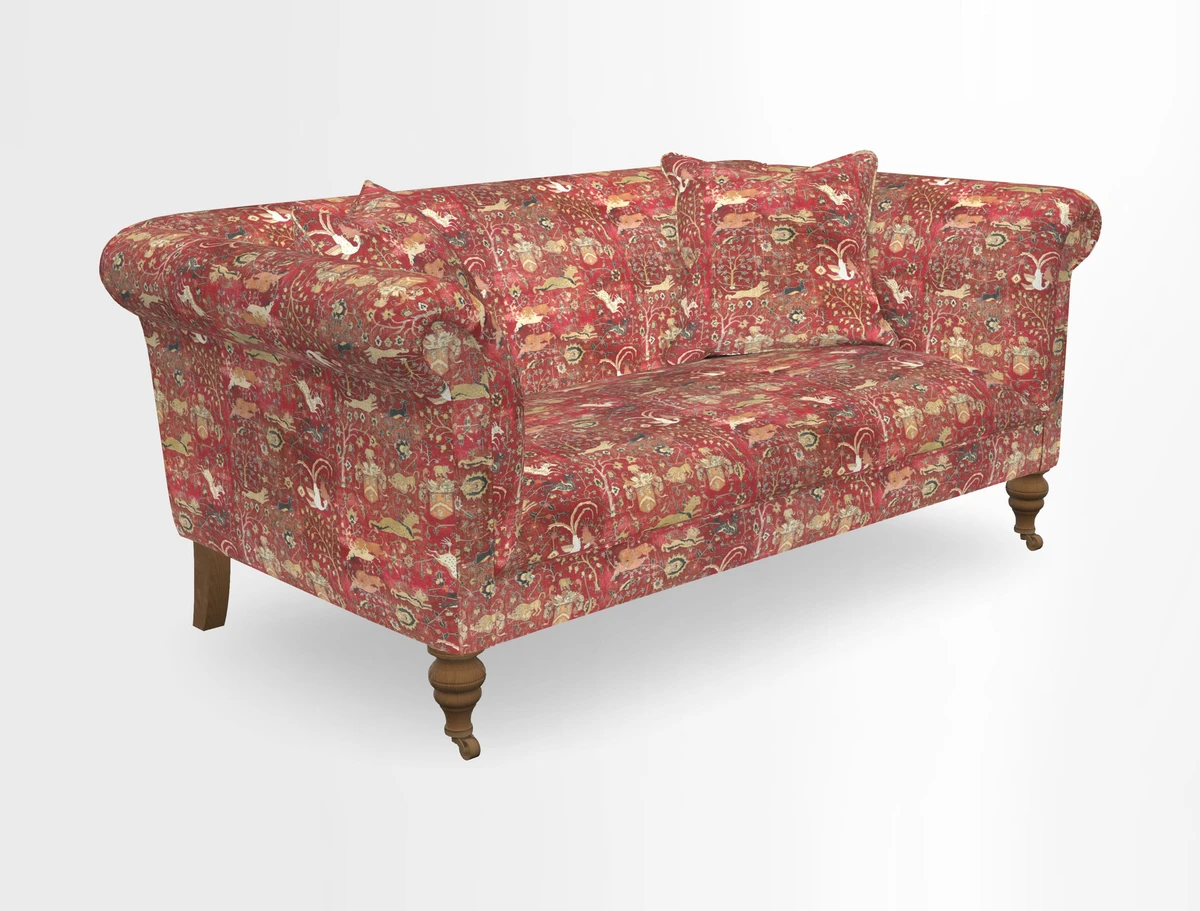 Masham 3 Seater Sofa in V&A Threads of India on Linen Paisley Splendour Steel
