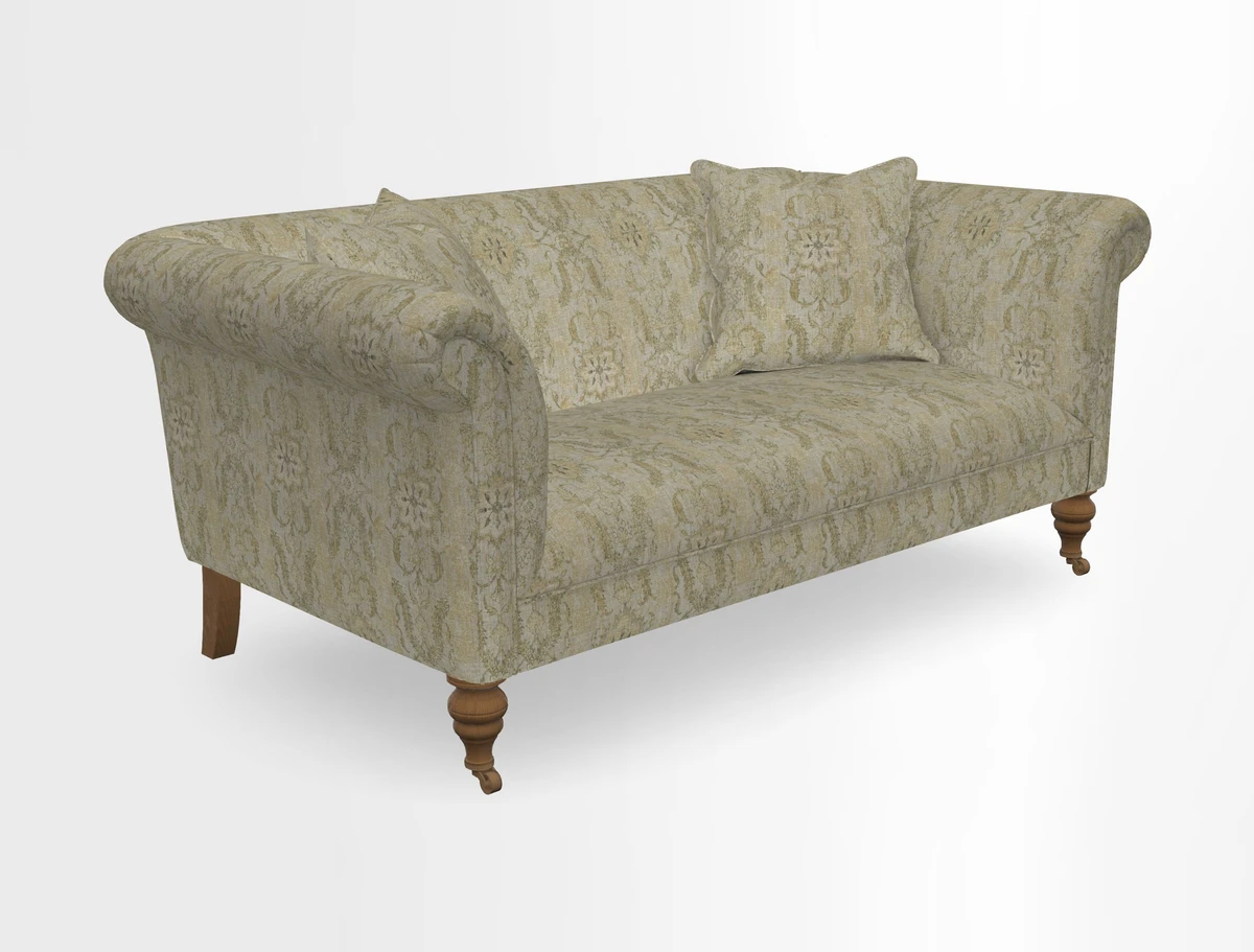 Masham 3 Seater Sofa in V&A Threads of India on Linen Paisley Splendour Steel