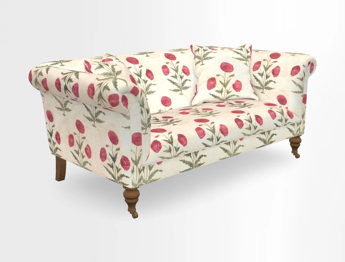 Masham 3 Seater Sofa in V&A Threads of India on Linen Paisley Splendour Steel