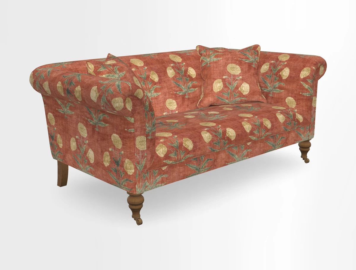 Masham 3 Seater Sofa in V&A Threads of India on Linen Paisley Splendour Steel
