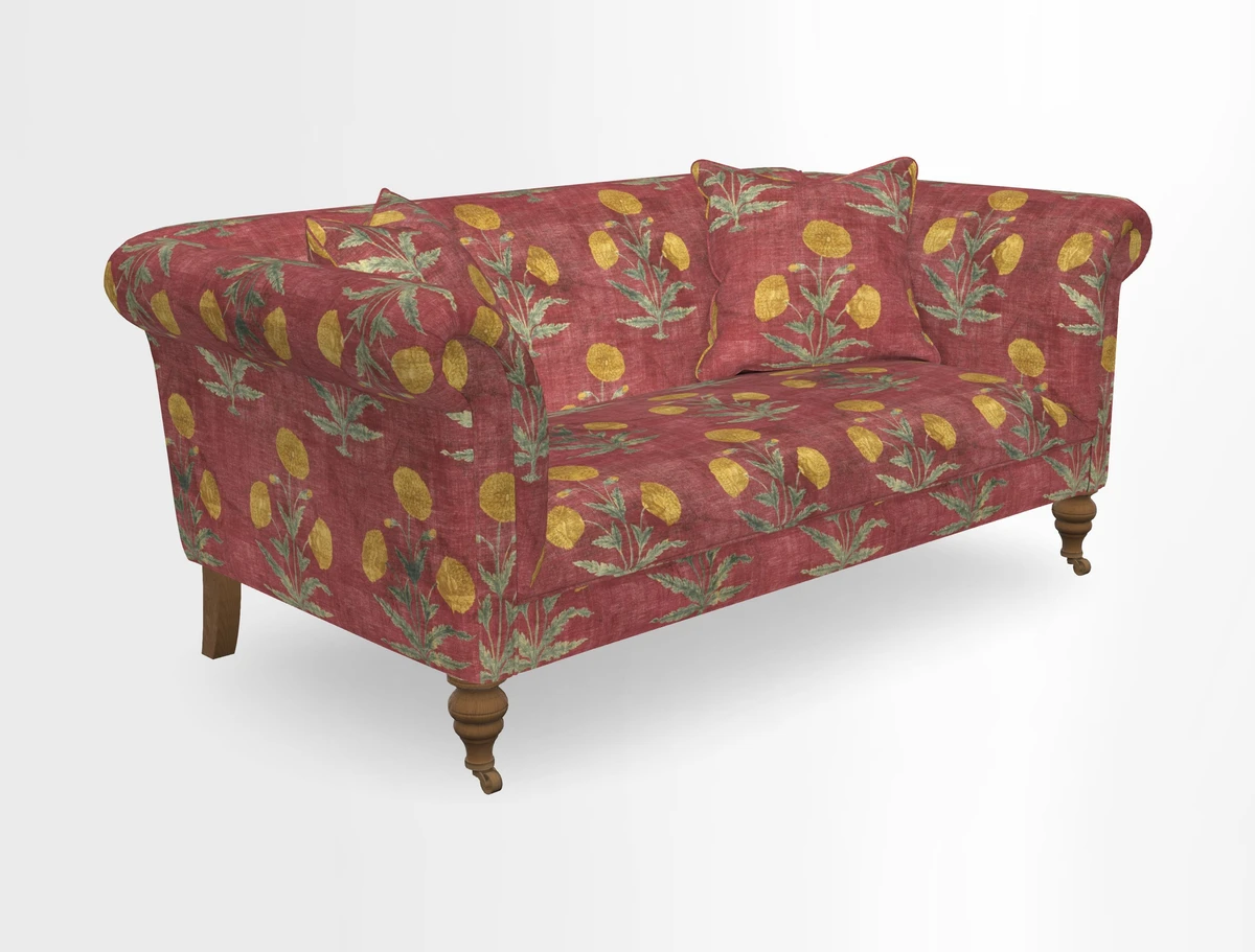Masham 3 Seater Sofa in V&A Threads of India on Linen Paisley Splendour Steel