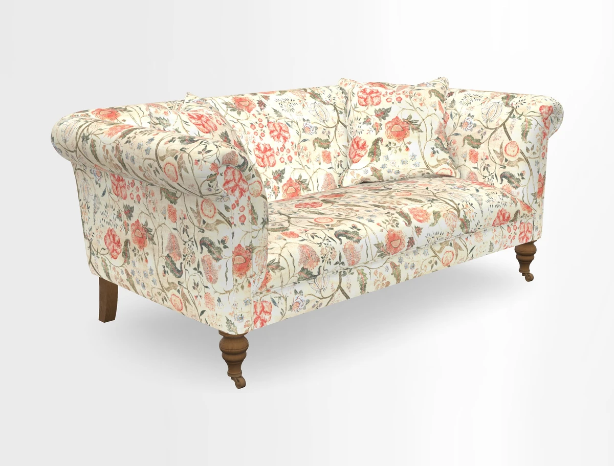 Masham 3 Seater Sofa in V&A Threads of India on Linen Paisley Splendour Steel