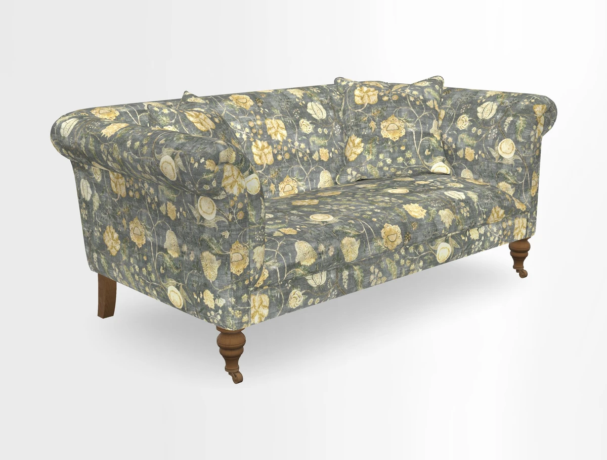 Masham 3 Seater Sofa in V&A Threads of India on Linen Paisley Splendour Steel