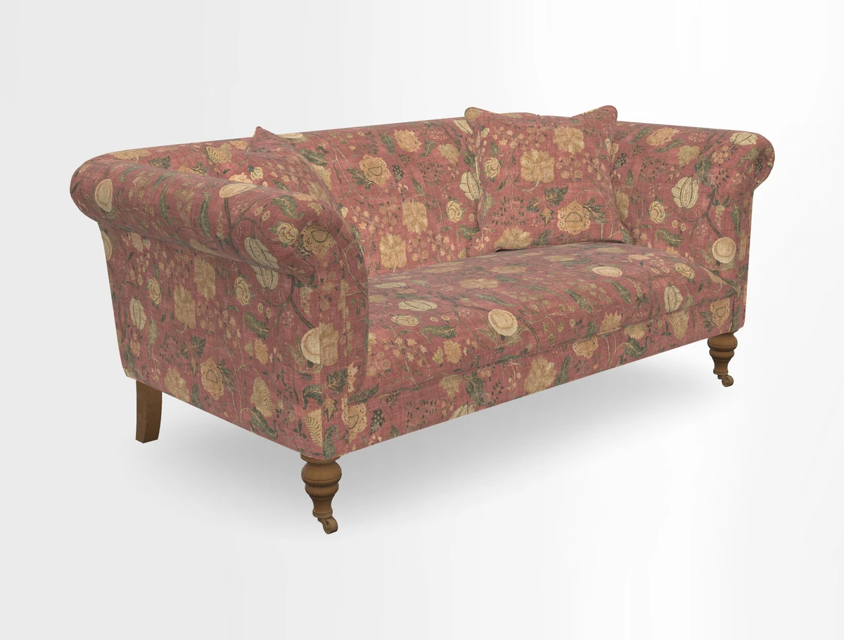 Masham 3 Seater Sofa in V&A Threads of India on Linen Paisley Splendour Steel