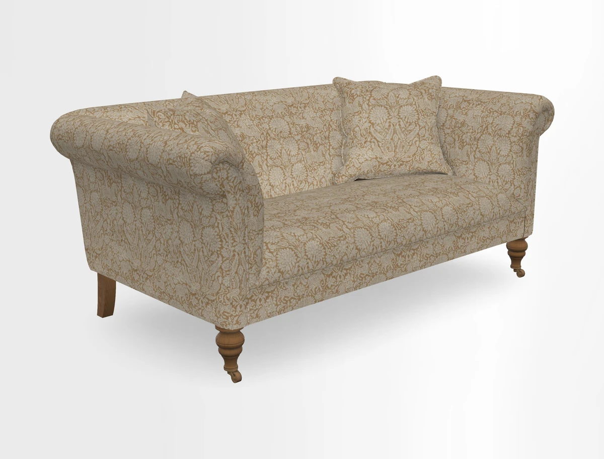 Masham 3 Seater Sofa in V&A Threads of India on Linen Paisley Splendour Steel
