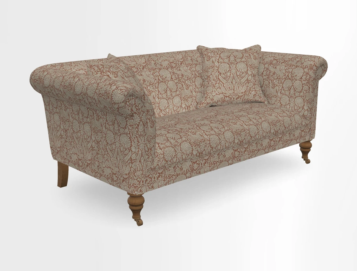 Masham 3 Seater Sofa in V&A Threads of India on Linen Paisley Splendour Steel