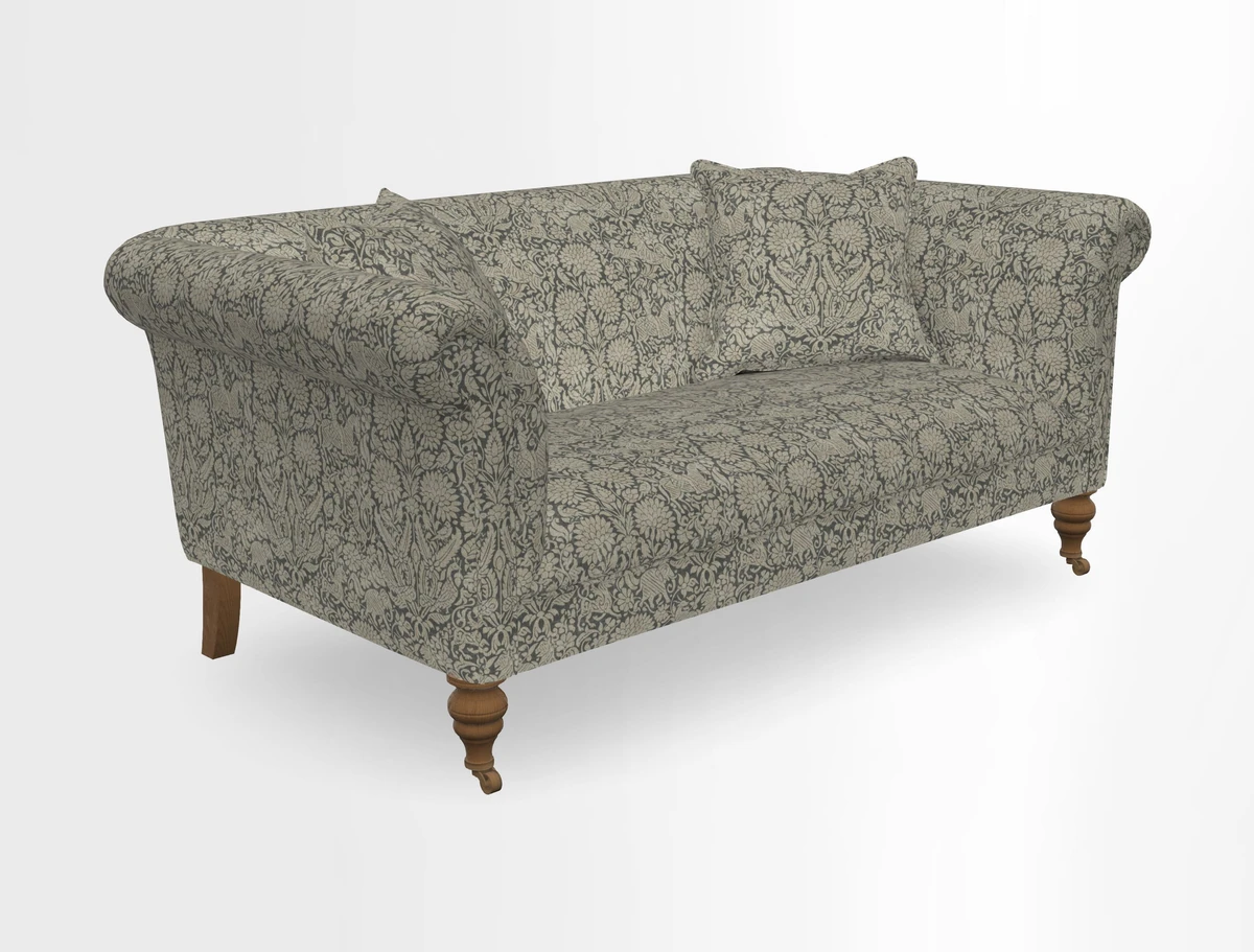 Masham 3 Seater Sofa in V&A Threads of India on Linen Paisley Splendour Steel