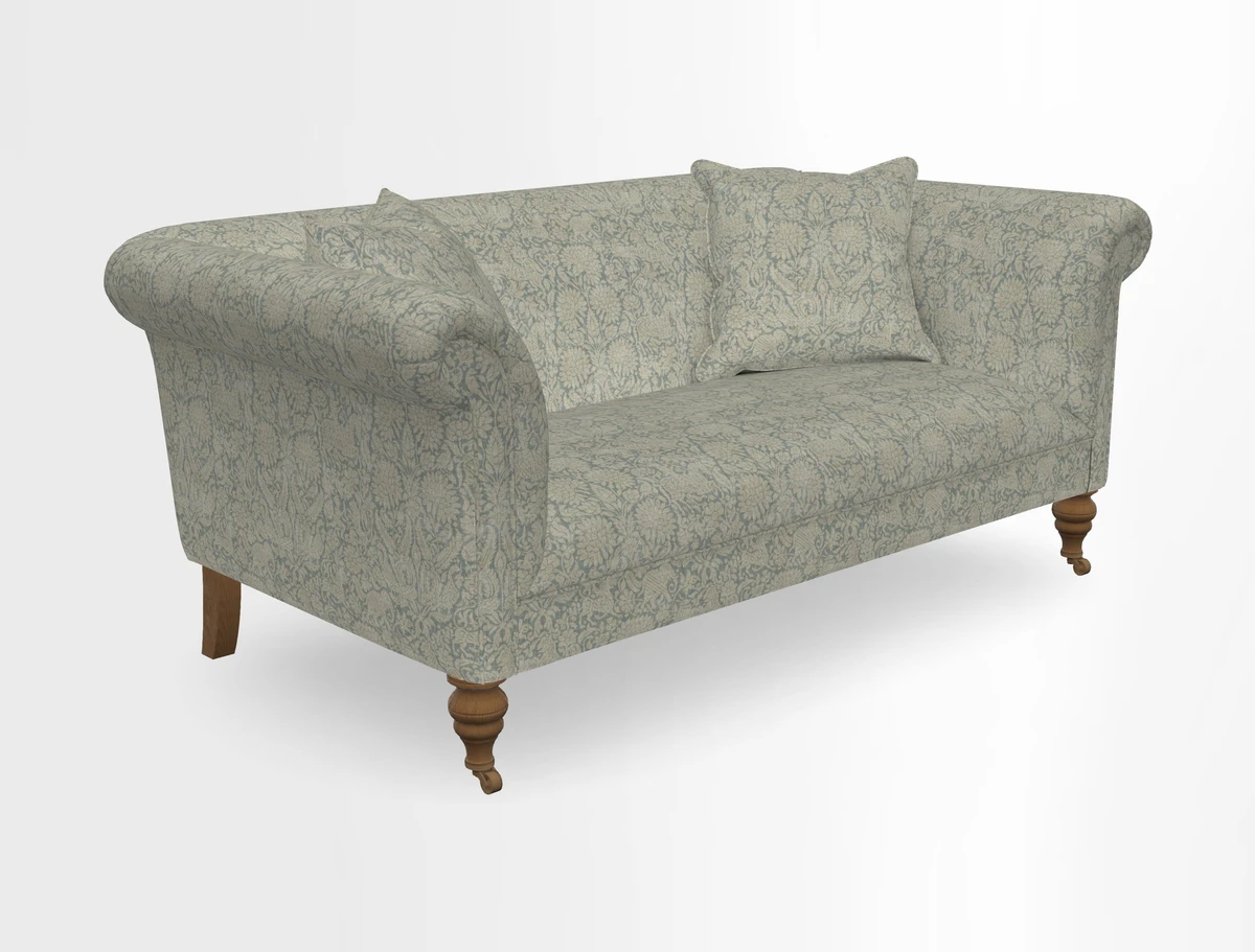 Masham 3 Seater Sofa in V&A Threads of India on Linen Paisley Splendour Steel