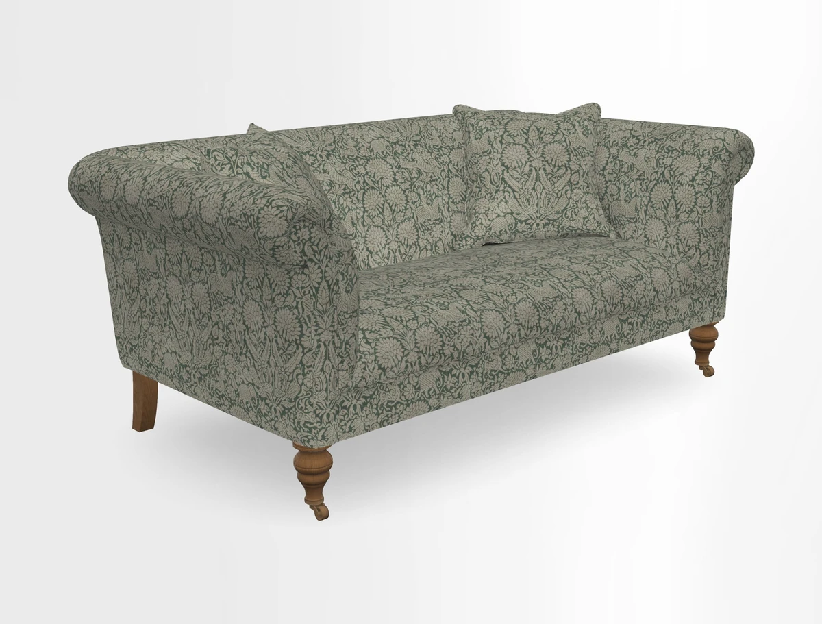 Masham 3 Seater Sofa in V&A Threads of India on Linen Paisley Splendour Steel