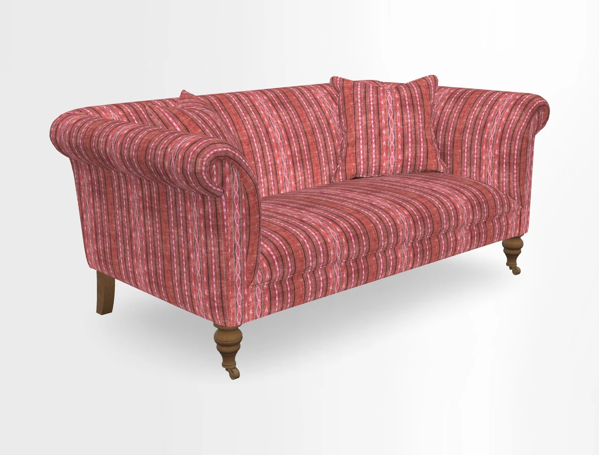 Masham 3 Seater Sofa in V&A Threads of India on Linen Paisley Splendour Steel