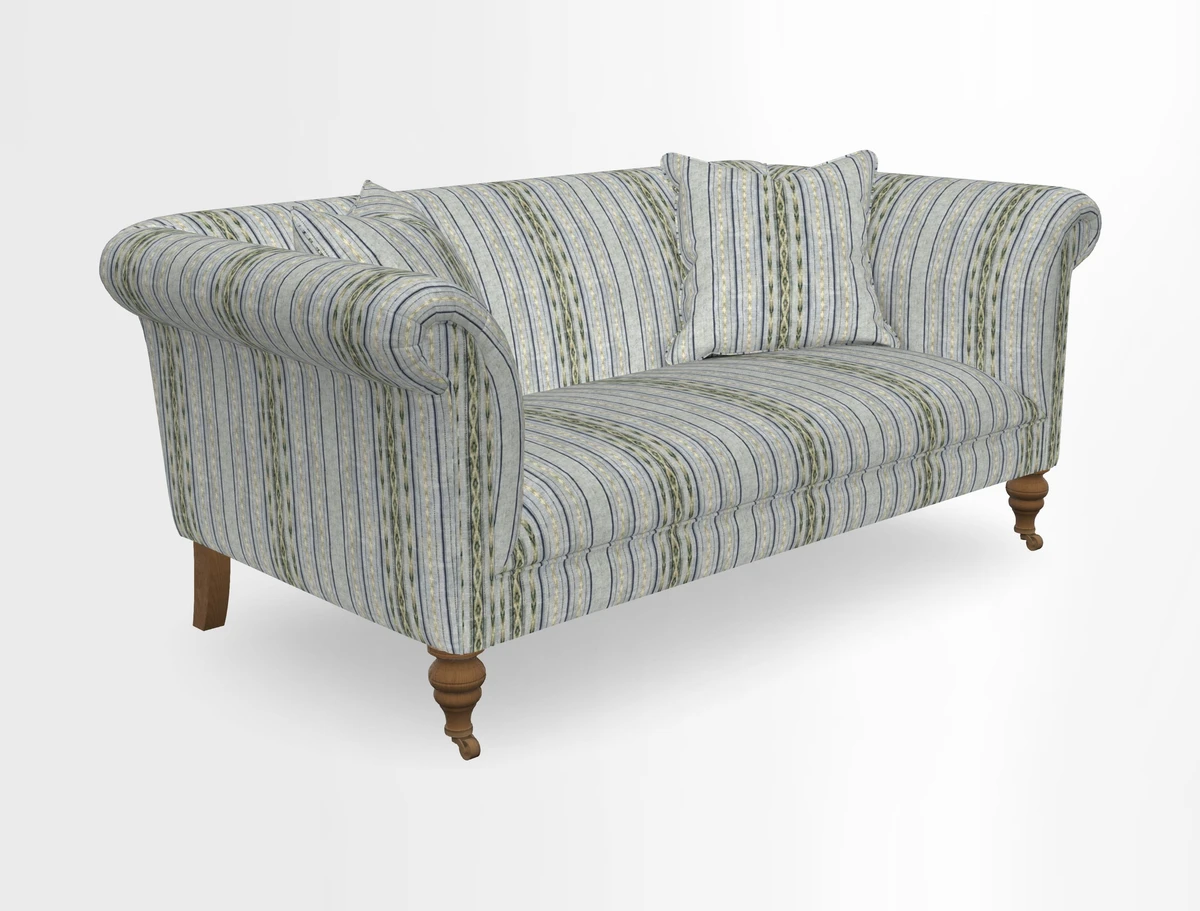 Masham 3 Seater Sofa in V&A Threads of India on Linen Paisley Splendour Steel