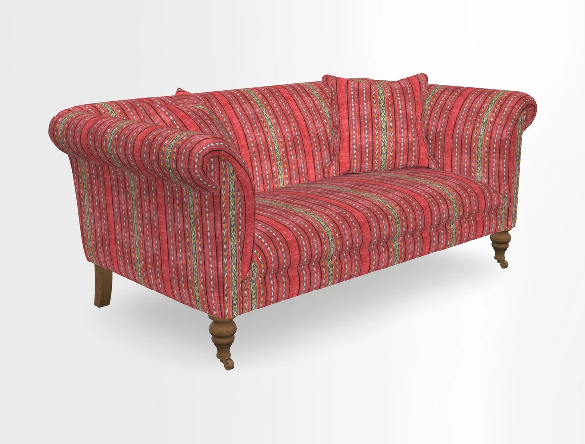 Masham 3 Seater Sofa in V&A Threads of India on Linen Paisley Splendour Steel