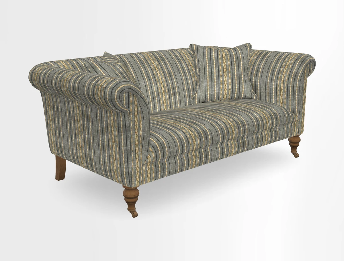Masham 3 Seater Sofa in V&A Threads of India on Linen Paisley Splendour Steel