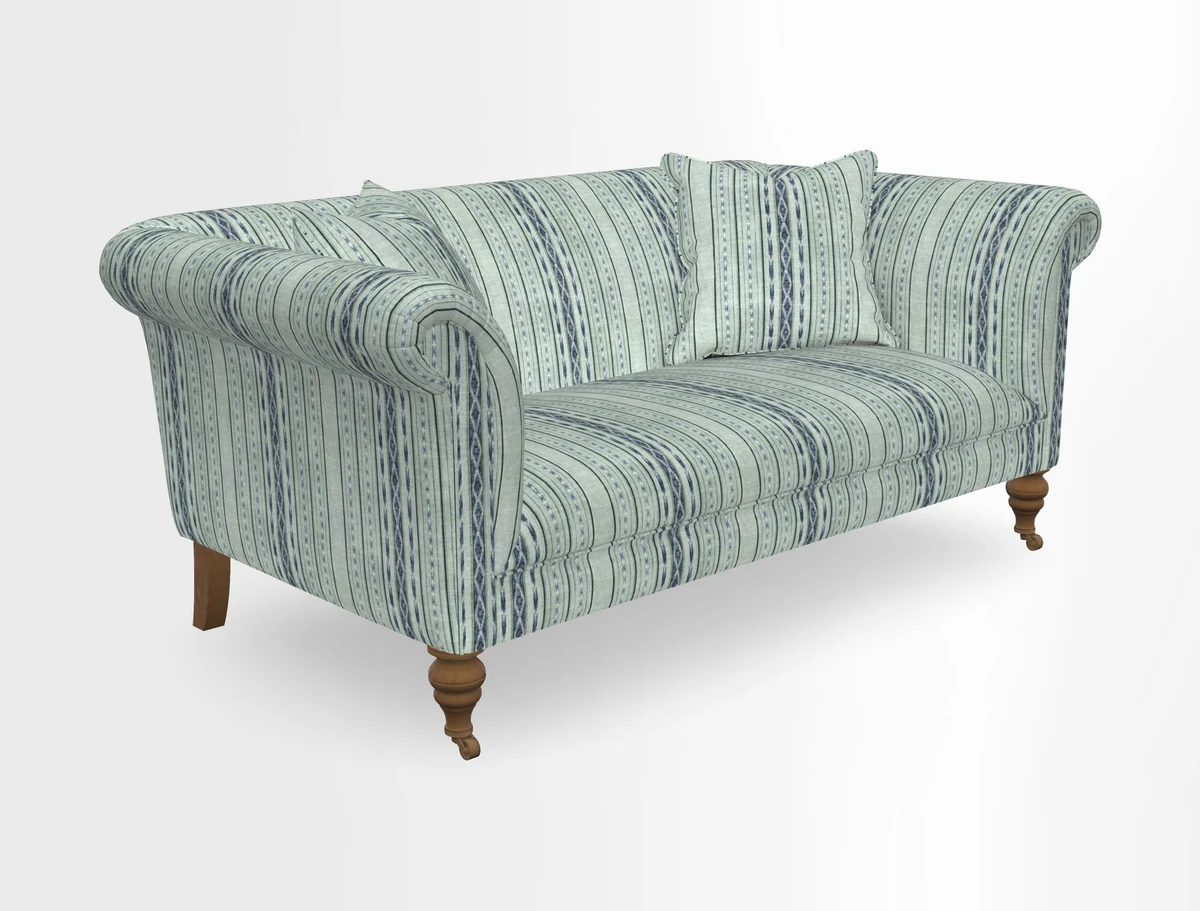 Masham 3 Seater Sofa in V&A Threads of India on Linen Paisley Splendour Steel