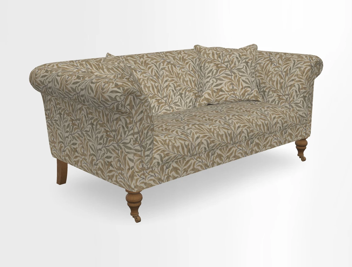 Masham 3 Seater Sofa in V&A Threads of India on Linen Paisley Splendour Steel